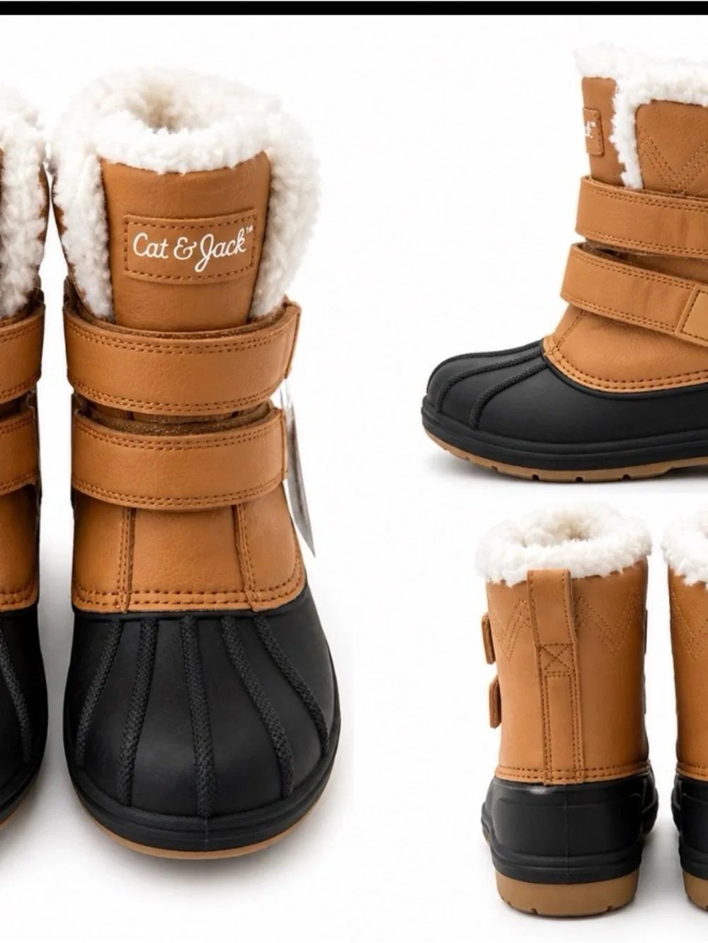 Cat & Jack Brown and Black Kids Mittens-Style Winter Boots